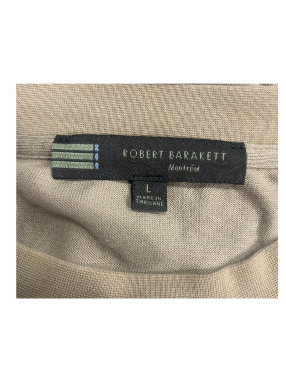 Robert Barakett Mens L Pima Cotton Long Sleeve Tee Beige Luxury Soft Casual - Picture 4 of 8